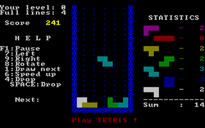 Uno screenshot di Tetris